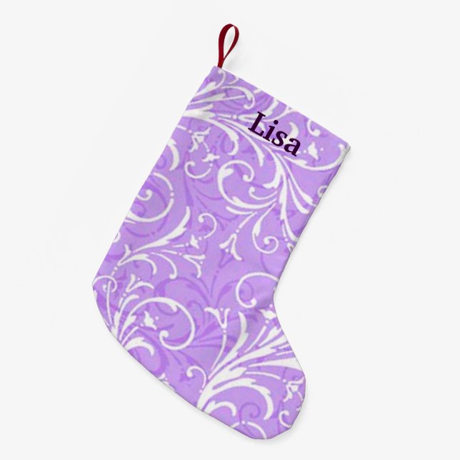 Personalised Purple Ornamental Christmas Stocking (Front (Hanging))