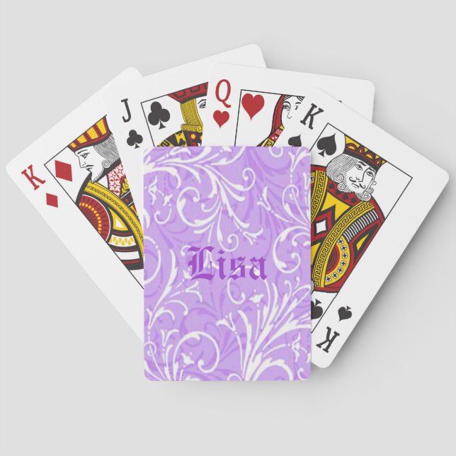 Personalised Purple Ornamental Playing Cards (Back)