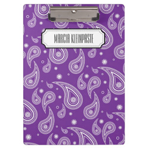Personalised Purple Paisley Clipboard