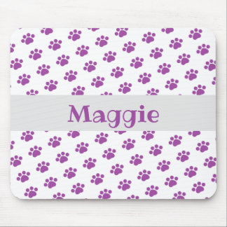 Personalised Purple Paw Print Pattern Mouse Mat