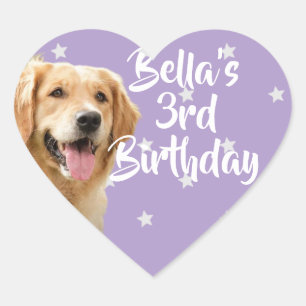 Personalised purple pet birthday favour stickers