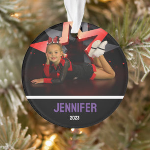 Personalised Purple Photo Cheerleading Ornament