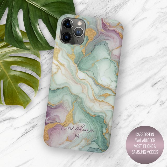 Personalised Purple Pink Green Gold Marble Pattern Case-Mate iPhone Case (Creator Uploaded)