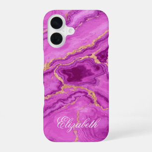 Personalised Purple & Pink Marble iPhone 16 Case