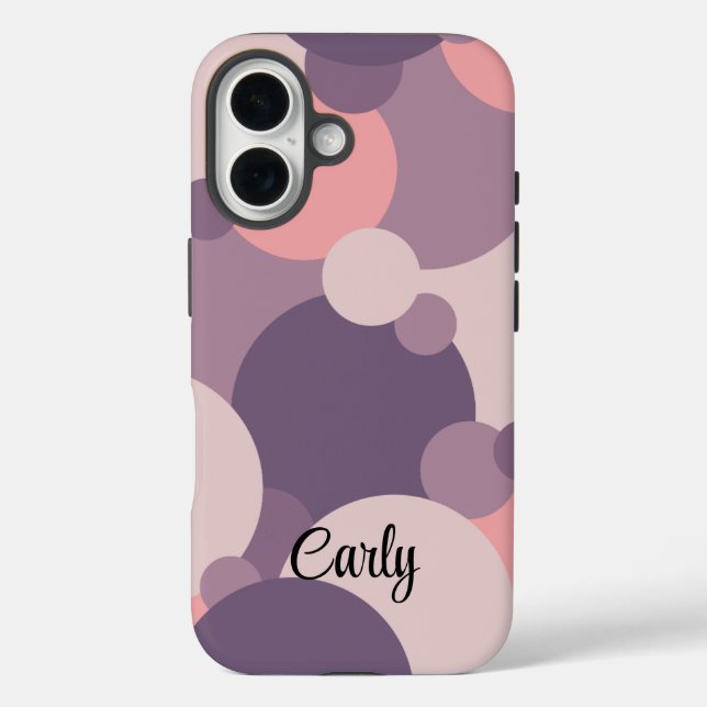 Personalised purple-pink molecules iPhone case (Back)