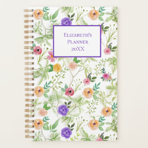 Personalised Purple Pink Yellow Floral Yearly Planner