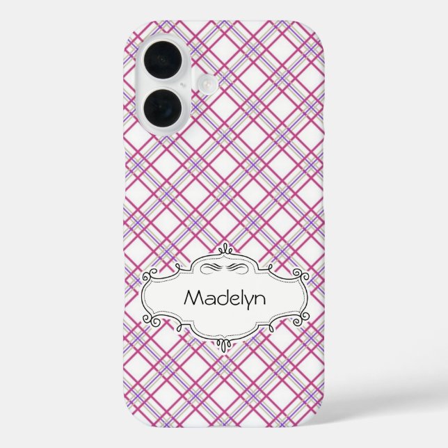 Personalised Purple Plaid Phone Case (Back)