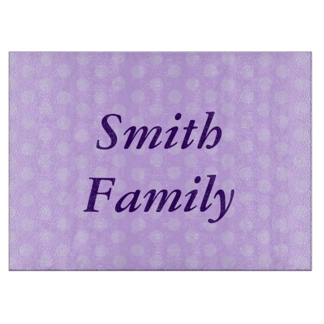 Personalised Purple Polka Dot Cutting Board (Front)