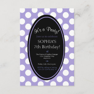 Personalised Purple Polka Dot Party Invitation