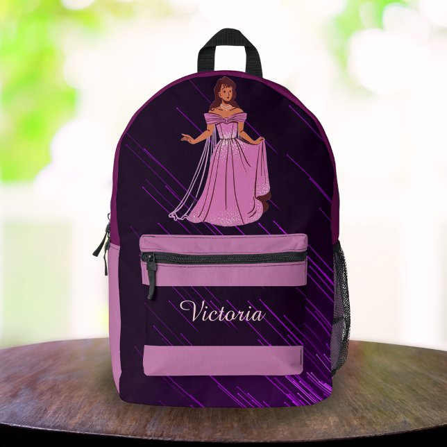 Personalised Purple Princess Girls Back-to-School  Printed Backpack (Creator Uploaded)