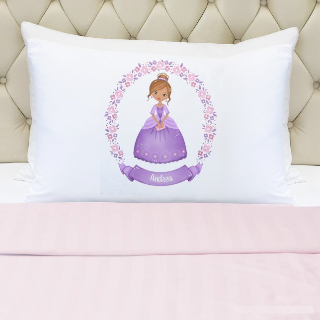Personalised Purple Princess Pillowcase (A cute girls purple princess Pillowcase. Personalize it with your girls name.)