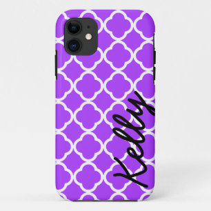 Personalised purple quarterfoil iPhone case cover