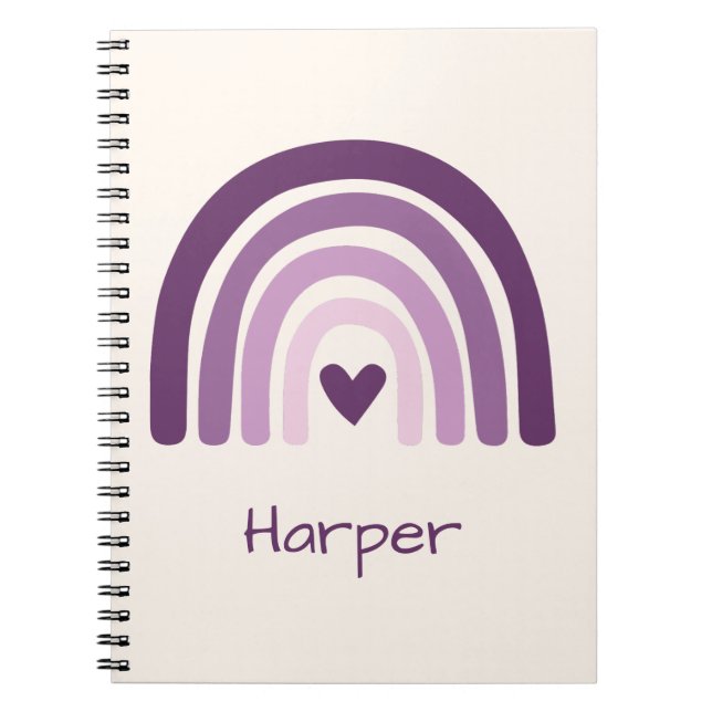 Personalised Purple Rainbow Monogram Notebook (Front)