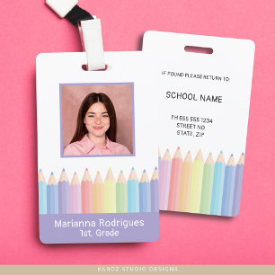 Personalised Purple Rainbow Teacher Photo ID Badge