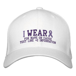 Personalised Purple Ribbon Awareness Embroidery Embroidered Hat