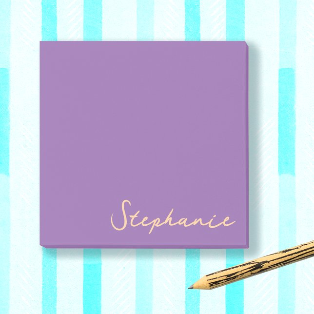 Personalised Purple Script Post it Sticky Notes (Zazzle Personalized Purple Script Post it Sticky Notes)