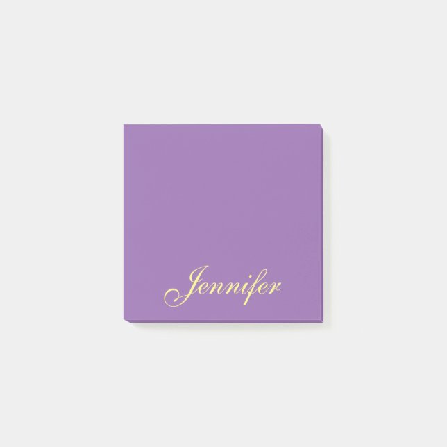 Personalised Purple Script Post it Sticky Notes (Front)
