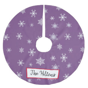 Personalised Purple Snowflake Christmas Skirt Brushed Polyester Tree Skirt