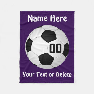 Personalised Purple Soccer Fleece Blanket