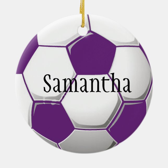 Personalised Purple Soccer Ornament (Back)