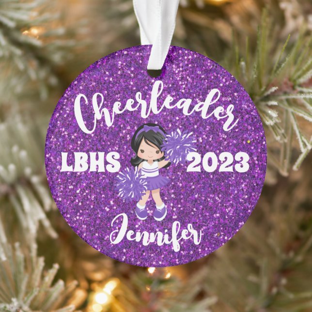 Personalised Purple Sparkle Cheerleading Ornament  (Tree)