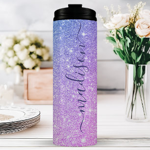 Personalised Purple Sparkle Thermal Tumbler