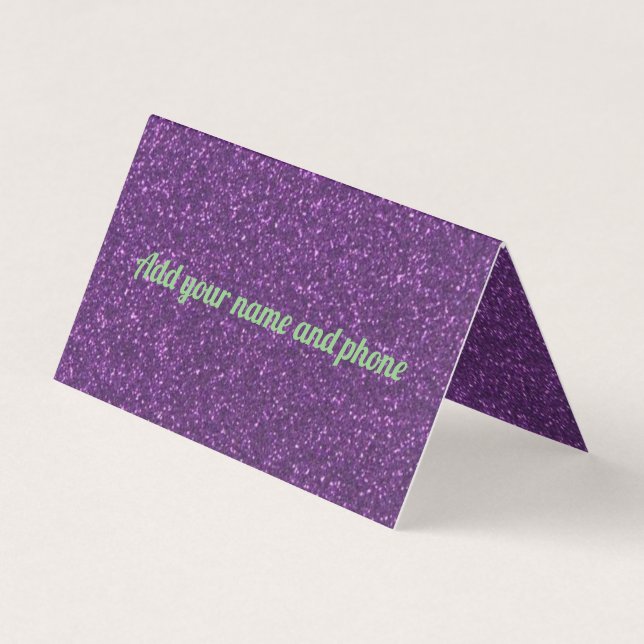 Personalised purple sparkling glitter business card (Front)