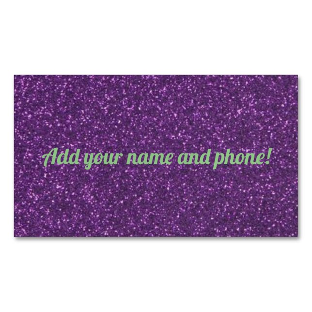 Personalised purple sparkling glitter 	Magnetic business card (Front)