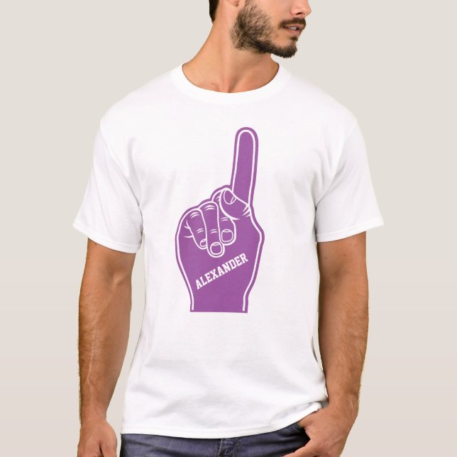 Personalised Purple Sports Foam Finger T-Shirt (Front)