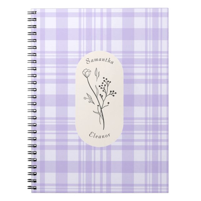 Personalised purple stripe design notebook (Front)