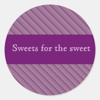Personalised purple stripe stickers for lolly tins