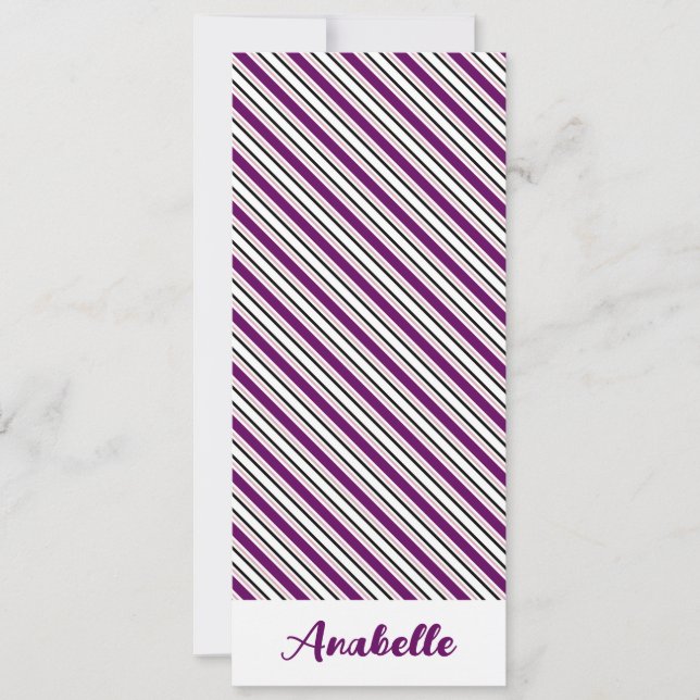 Personalised Purple Stripes Bookmark (Front)
