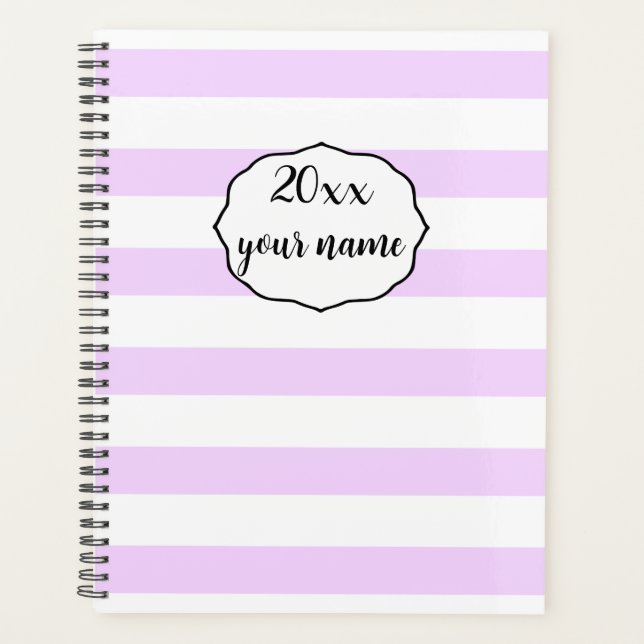 Personalised Purple Stripes Planner Notebook (Front)