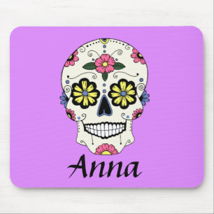 Personalised Purple Sugar Skull Mouse Pad