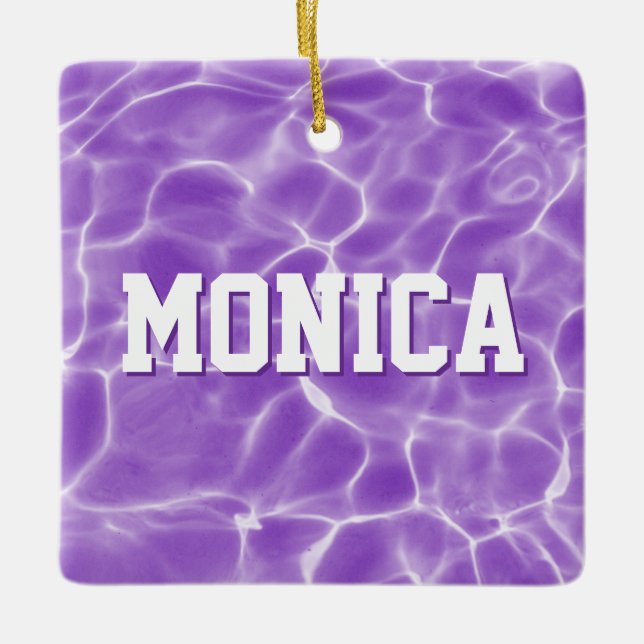 Personalised Purple Swimmer or Diver Photo Ceramic Ornament (Front)