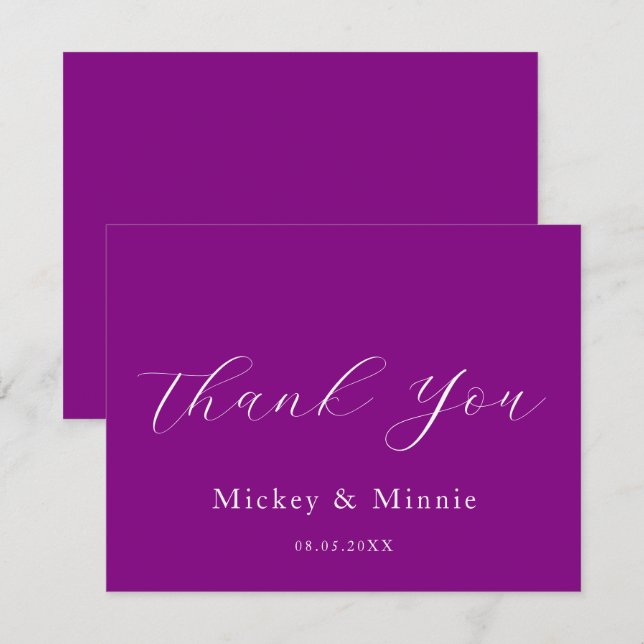 Personalised Purple Thank You Greeting Card (Front/Back)