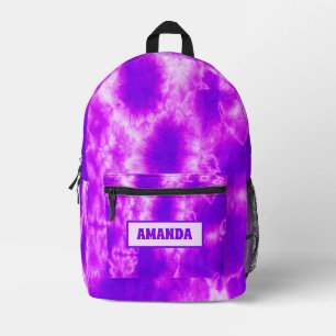 Personalised Purple Tie Dye  Printed Backpack