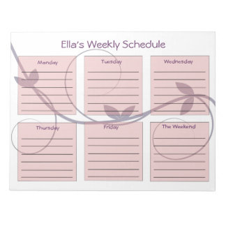 Personalised Purple Vines Weekly Schedule Notepad