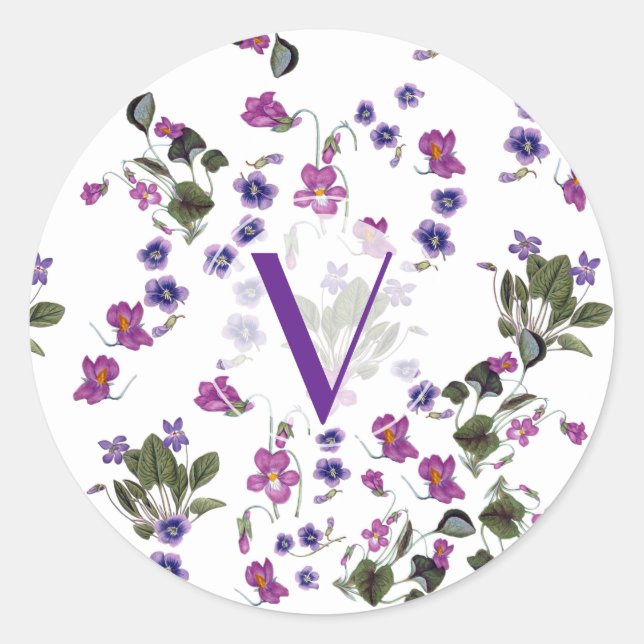 Personalised Purple Violets Floral Sticker (Front)