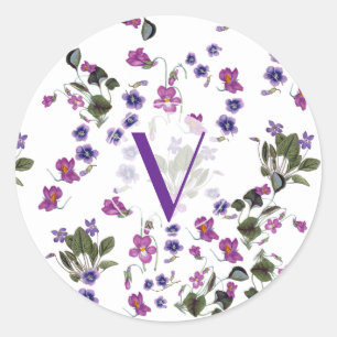 Personalised Purple Violets Floral Sticker