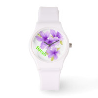 Personalised Purple Violets  Floral Watch