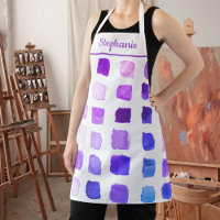 Personalised Purple Watercolor Artist Apron