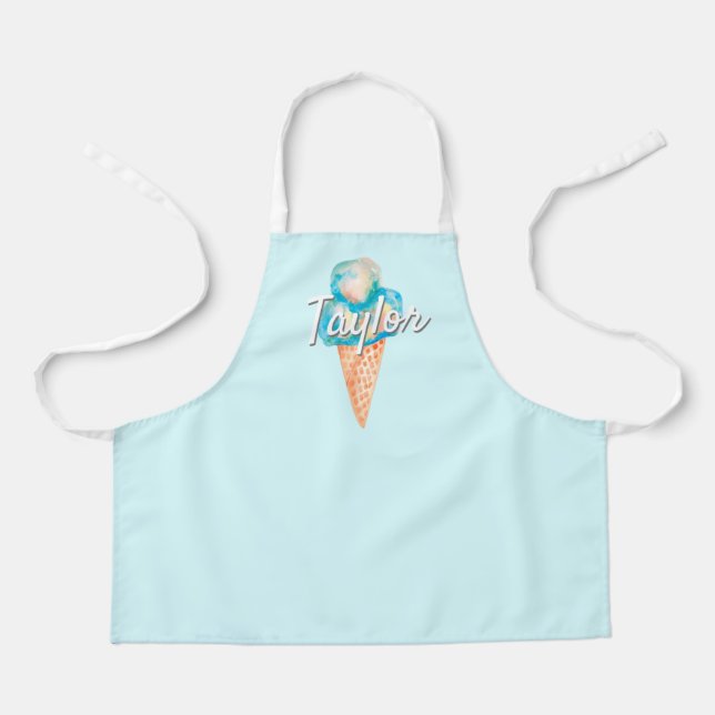 Personalised Purple watercolor Ice cream  Apron (Front)