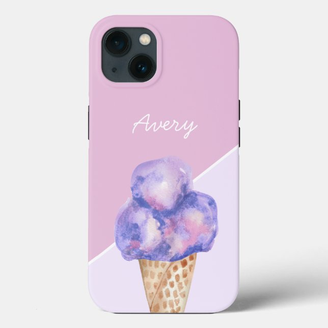 Personalised Purple watercolor Ice cream  Case-Mate iPhone Case (Back)