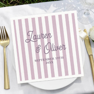 Personalised Purple Wedding & Engagement Striped Napkin