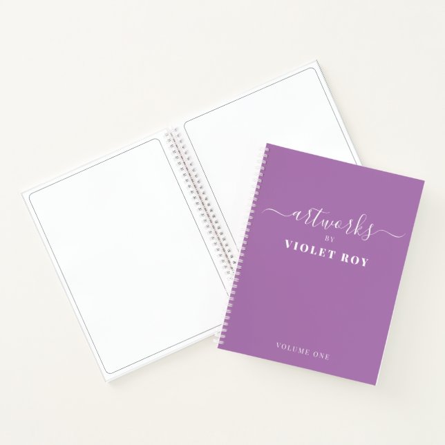 Personalised Purple White Artist Sketchbook  Notebook (Inside)