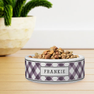 Personalised Purple & White Buffalo Plaid Bowl