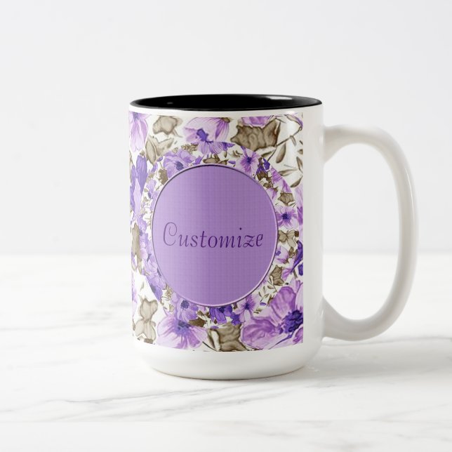 Personalised Purple & White Floral Mug (Right)