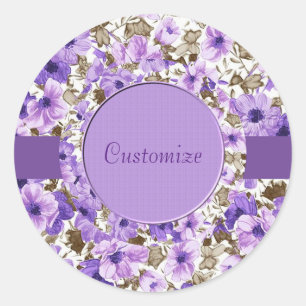 Personalised Purple & White Floral Stickers