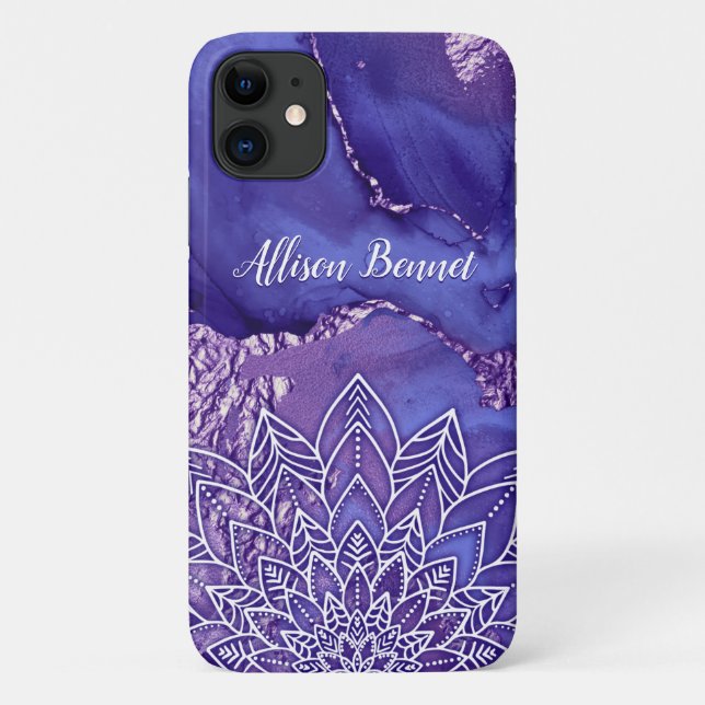 Personalised Purple White Watercolor Mandala Case-Mate iPhone Case (Back)